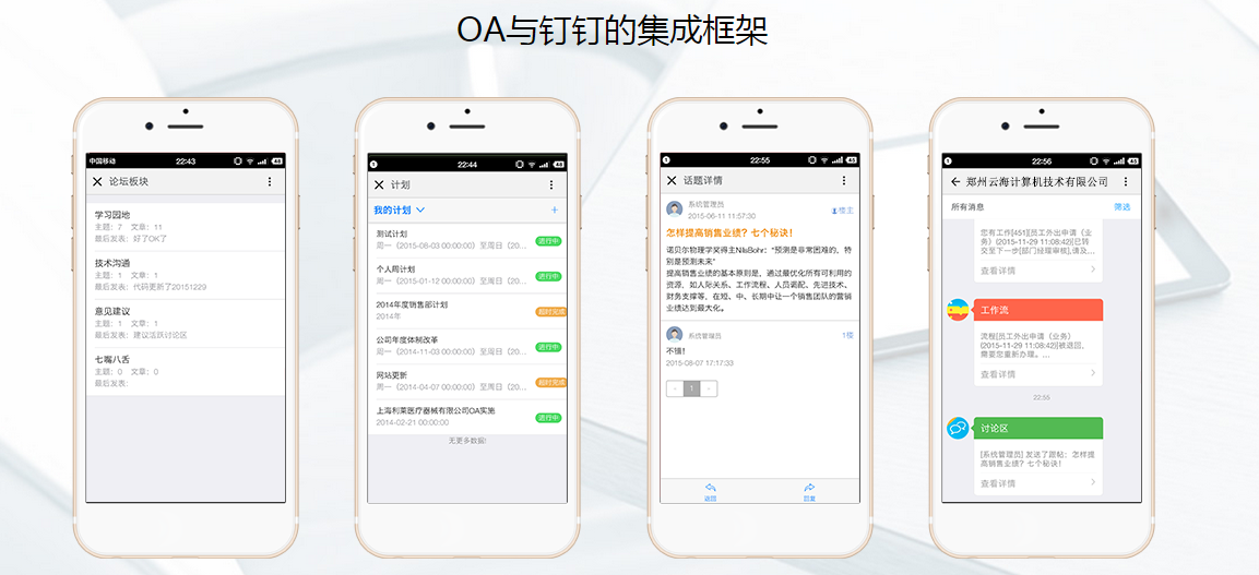 云海OA移动办公与阿里钉钉集成功能框架
